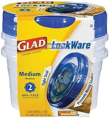 Glad Plastic Entree Containers with Lids Clear Blue 5 Pack 25 oz.