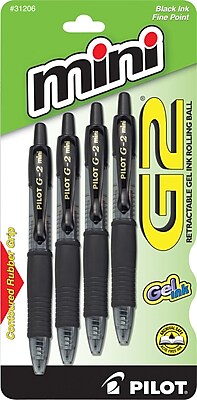 Pilot G2 Mini Retractable Gel Ink Rolling Ball Pens Fine Point 0.7mm Black 4 Pack