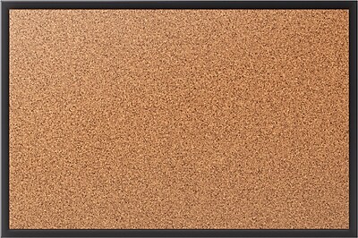 Staples Standard Cork Bulletin Board Black Aluminum Frame 3 W x 2 H