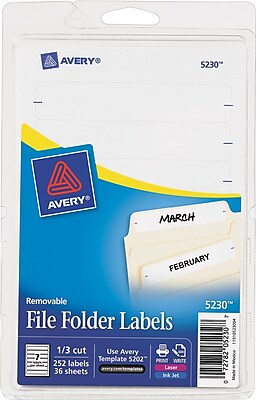 Avery reg Removable File Folder Labels 5230 White 1 3 Cut Pack of 252