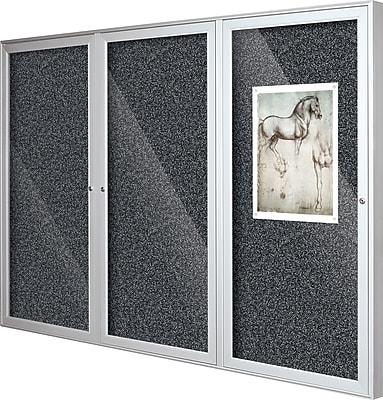 Best Rite 6 W x 4 H 3 Door Enclosed Bulletin Board with Black Recycled Rubber Tak Panel Aluminum Frame 94PSG I 96