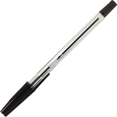 Staples SimplyBallpoint Stick Pens Medium Point 1.0 mm Black Dozen