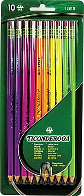 Ticonderoga No. 2 Soft Pre Sharpened Assorted Neon Woodcase Pencils 10 Pack
