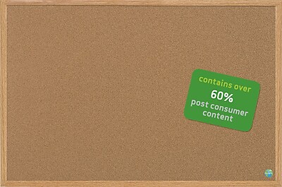 MasterVision Earth Cork Board 3 x4 MDF Oak Frame