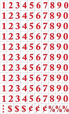 MasterVision Magnetic Numbers Red on White