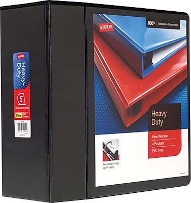 Staples Heavy-Duty 5-Inch 3-Ring View Binder, Black (24699-US) | Staples®