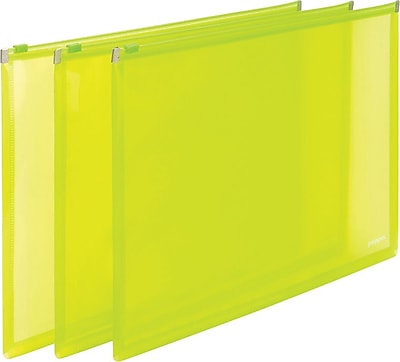 Poppin Neon Green Set of 3 Zip Folios