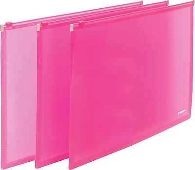Poppin Neon Pink Set of 3 Zip Folios