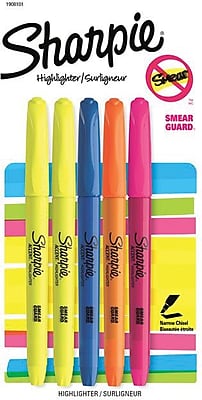 Sharpie Accent Pocket Style Highlighters Narrow Chisel Tip Assorted Colors 5 pk 1908101