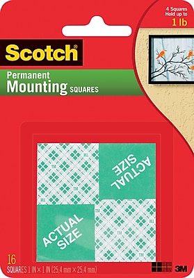 Scotch Permanent Heavy Duty Mounting Squares 1 x 1 16 Pack