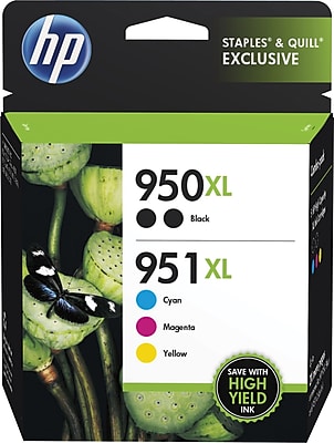 HP 950XL 951XL Color Ink Cartridges C M Y Combo Pack F6V12FN 140