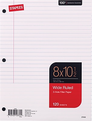 Staples Wide Ruled Filler Paper, 8