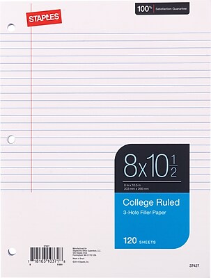 Staples® College Ruled Filler Paper, 8