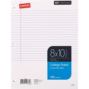 Staples® College Ruled Filler Paper, 8