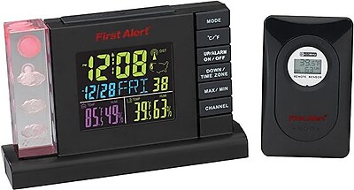 First Alert Radio Controlled Weather Station Alarm Clock with wireless sensor