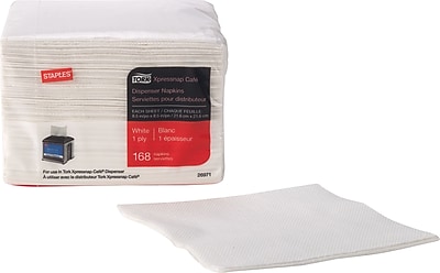 Staples Tork Xpressnap Cafe Napkin 1 ply White 168 pack