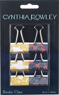 Cynthia Rowley Medium Binder Clips Yellow Leaf and Blue Leaf 26909