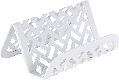 Staples White Zigzag Business Card Holder