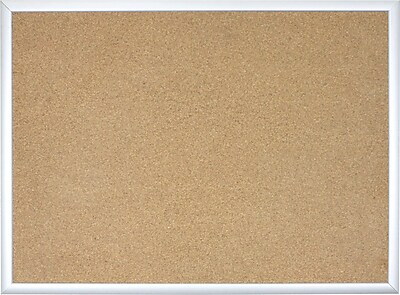 U Brands Basics Cork Bulletin Board 70 x 47 Silver Aluminum Frame