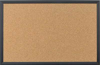 U Brands Cork Bulletin Board 35 x 23 Black Wood Frame