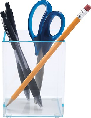 Staples Acrylic Blue Edge Pencil Cup