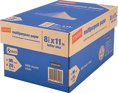 Staples® Multipurpose Paper, 8 1/2" x 11", Case