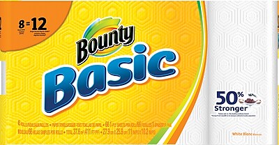 Bounty Basic Giant Roll Paper Towels 66 count 8 Rolls Pack 92966 84697