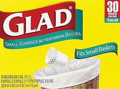 Glad Small Trash Bags 4 Gallon 30 Count