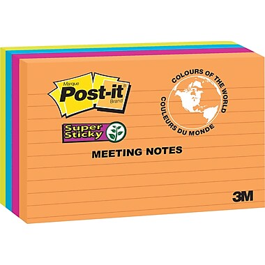 Post-it® Super Sticky Notes, Rio de Janeiro Collection, 8" x 6", 45