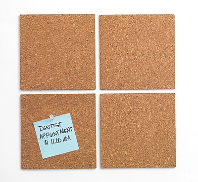 Staples Natural Cork Tiles Frameless Modular 4 Pack 6 x 6