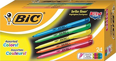 BIC® Brite Liner® Highlighters, Assorted Colors, Value Pack, 24/Pack