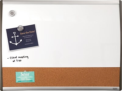 Staples 17 x 23 Cork Magnetic Combination Board Dry Erase and Cork with Black Silver Frame 28212 US