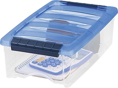 IRIS 5.7 Quart Stack Pull Modular Box Clear with Navy Lid