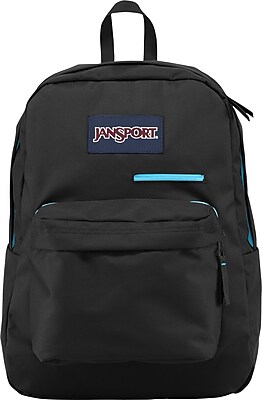 Jansport Digibreak Solid Black, Aqua Polyester Backpack (T50F008)