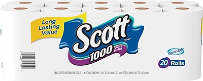 Scott 1000 Bath Tissue Rolls 20 Rolls Case 1 Ply 20032