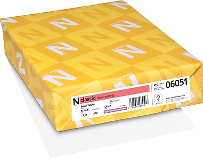 Neenah Paper Classic 8 1 2 x 11 24 lbs. Linen Writing Paper Solar White 500 Ream