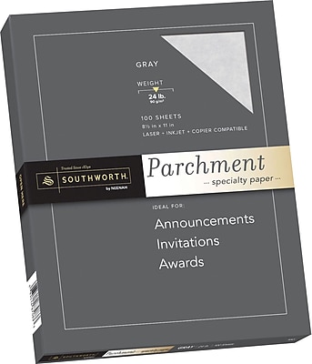 SOUTHWORTH Parchment Specialty Paper 8 1 2 x 11 24 lb. Parchment Finish Gray 100 Box