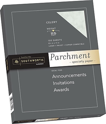 SOUTHWORTH Parchment Specialty Paper 8 1 2 x 11 24 lb. Parchment Finish Celery 100 Box