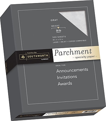 SOUTHWORTH Parchment Specialty Paper 8 1 2 x 11 24 lb. Parchment Finish Gray 500 Box