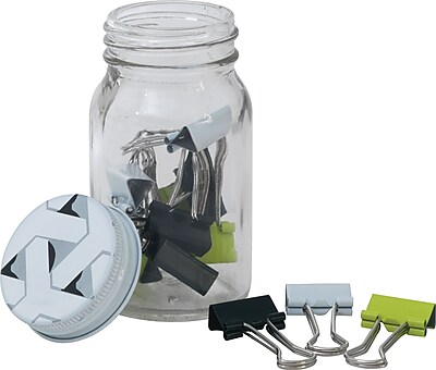 Paperchase Get Organized Binder Clips In Jar 1 x 0.7 x 0.6