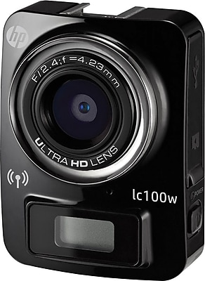 HP LC100WB Black Mini Wifi Sports Cam with 4K resolution time lapse recording