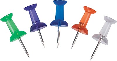 Staples Plastic Push Pins Asst. Translucent 200 Pk