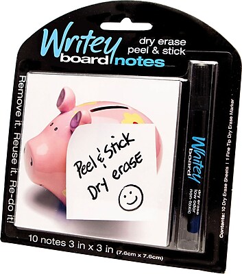 Writeyboard 3 x 3 Dry Erase Sheets Dry Erase Reusable Notes and Markers 10001