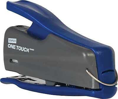Staples One Touch 1 4 Strip Mini Stapler Fastening Capacity 12 Sheets Blue Gray