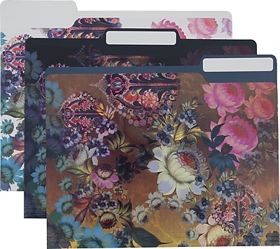 Cynthia Rowley Fashion File Folders 3 Tab Assorted Floral Print