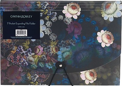 Cynthia Rowley7 pocket expanding file Cosmic Black Floral