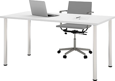 Bestar 30 x 60 Table with round metal legs in White