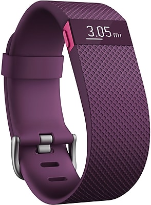 Fitbit ChargeHR Heart Rate Activity Wristband Large Plum FB405PMLS