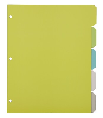 Office by Martha Stewart Binder Dividers 5 Tab Letter Size Multi Colored Plastic 28753