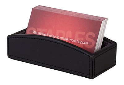 Staples Business Card Holder Faux Leather Black
